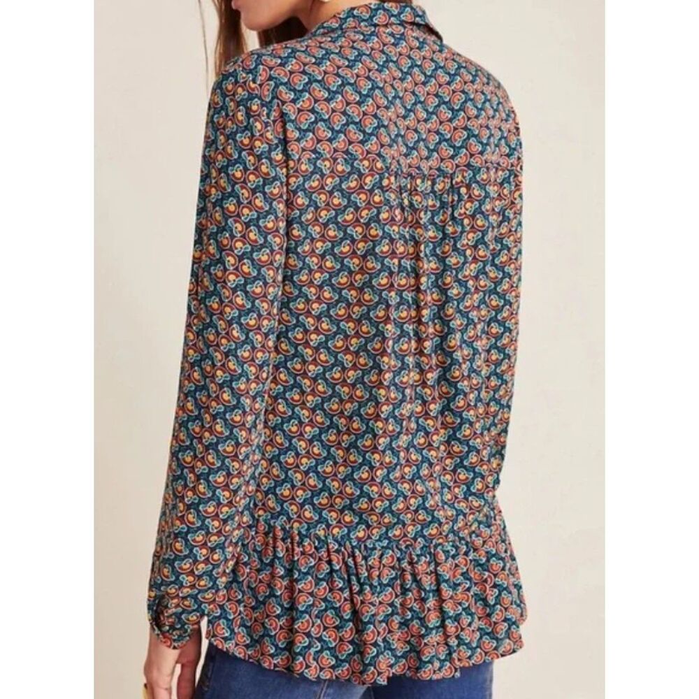 MAEVE by ANTHROPOLOGIE Multicolored Sz 6 Button Up JANIE FLOUNCED PEASANT Blouse - Picture 3 of 8